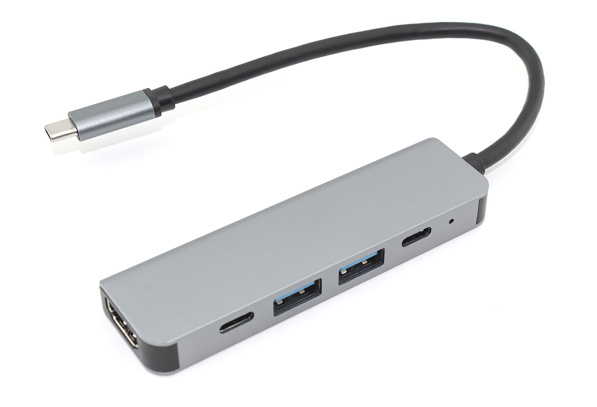 Адаптер Type-C на HDMI, USB 3.0*2 + 2 Type-C для MacBook серый Переходники для ноутбуков