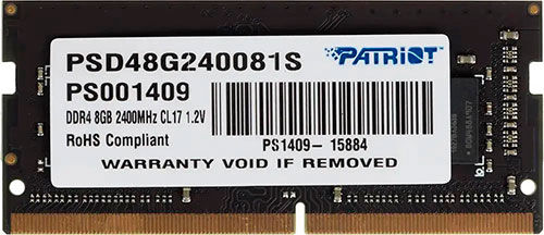 Оперативная память Patriot Memory SO-DIMM DDR4 8GB 2400Mhz Signature (PSD48G240081S)