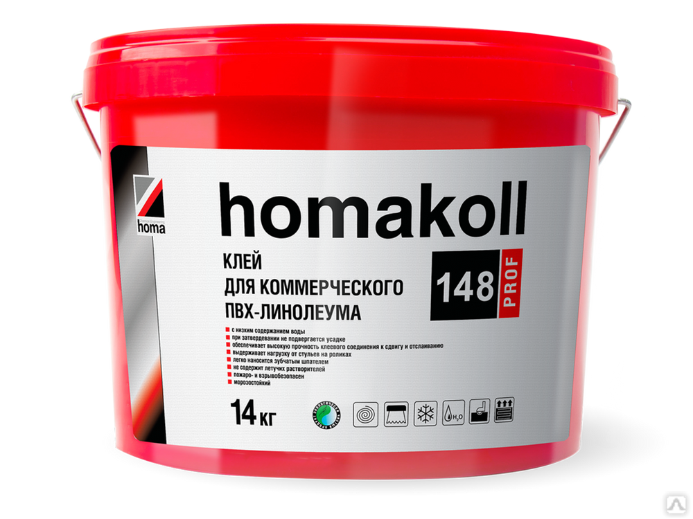 Клей для коммерческого ПВХ-линолеума, водно-дисперсионный homakoll 148 PROF Homakoll