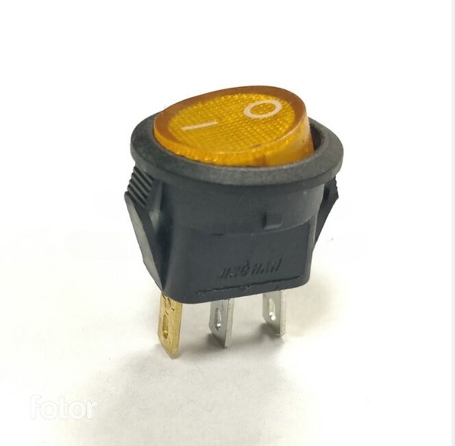Переключатель круглый с подсветкой мини KCD1-204/N on-off, 3 контакта, 3A,12V (жёлтый) 1