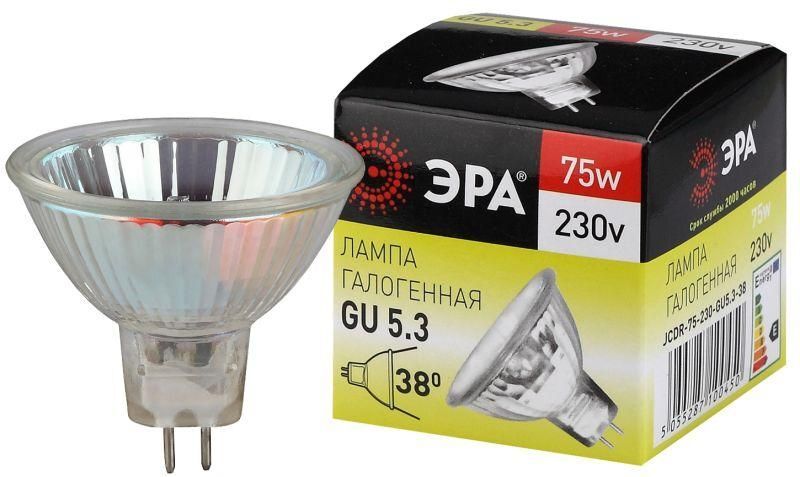 Лампа галогенная GU5.3-JCDR (MR16) -75W-230V-Cl ЭРА C0027366 Эра