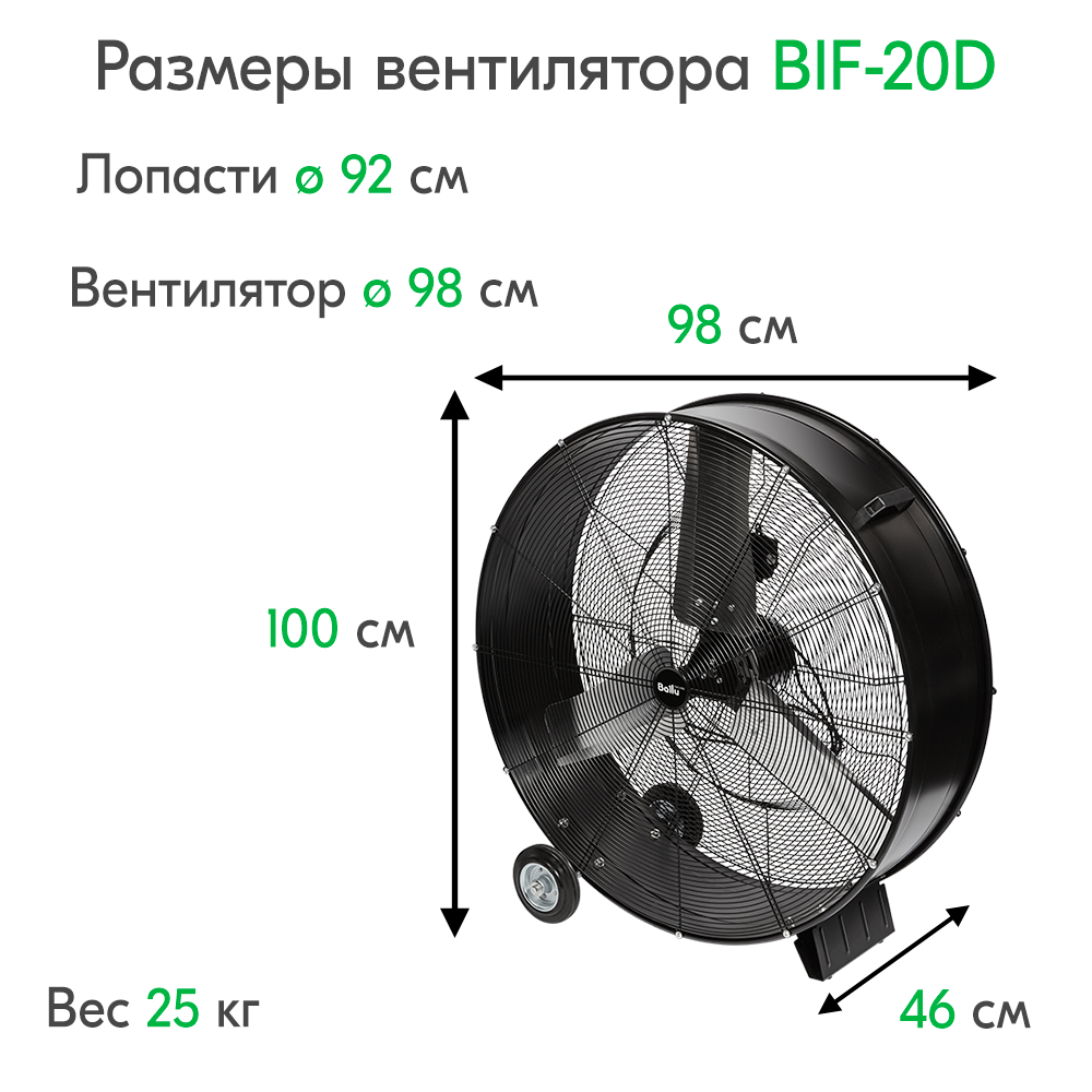 BIF-20D, Вентилятор промышленный Ballu, мобильный 2