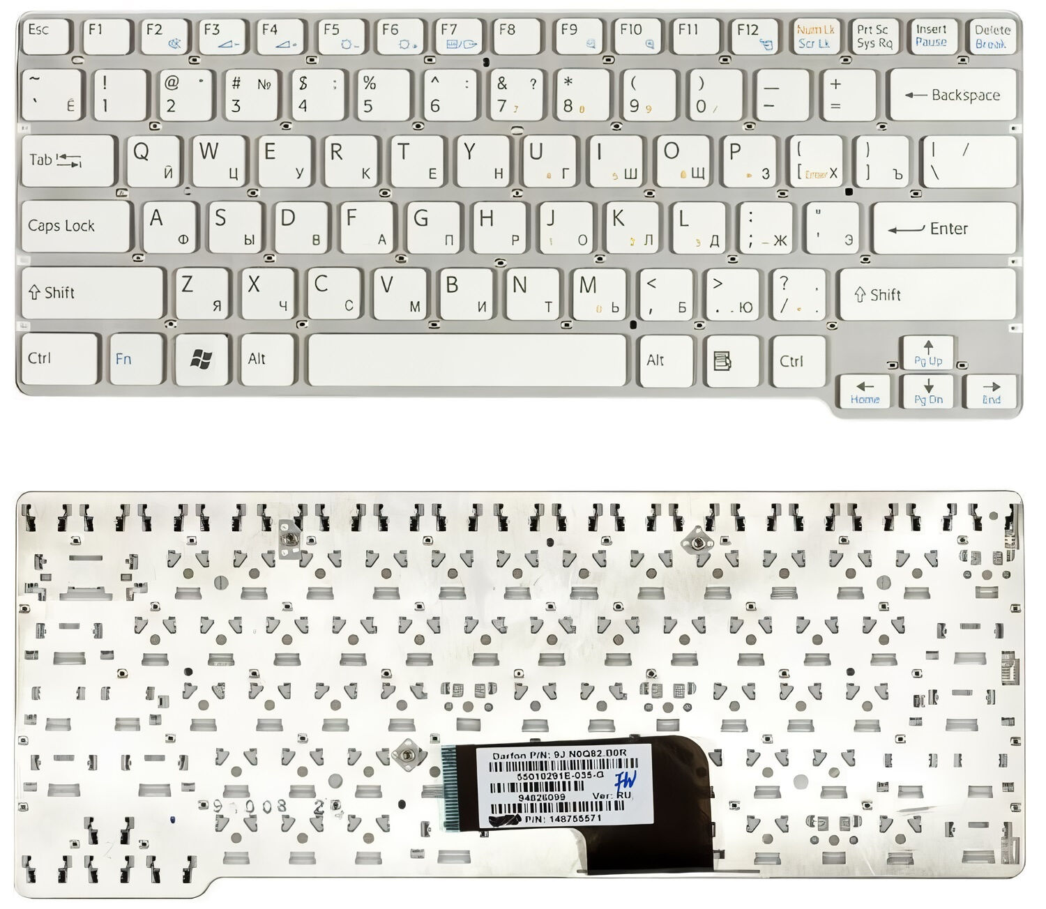 Клавиатура для ноутбука Sony VPC-CW белая p/n: 148755771, NSK-S7A0R, 9J.N0Q82.A0R, 55010292E-035-G