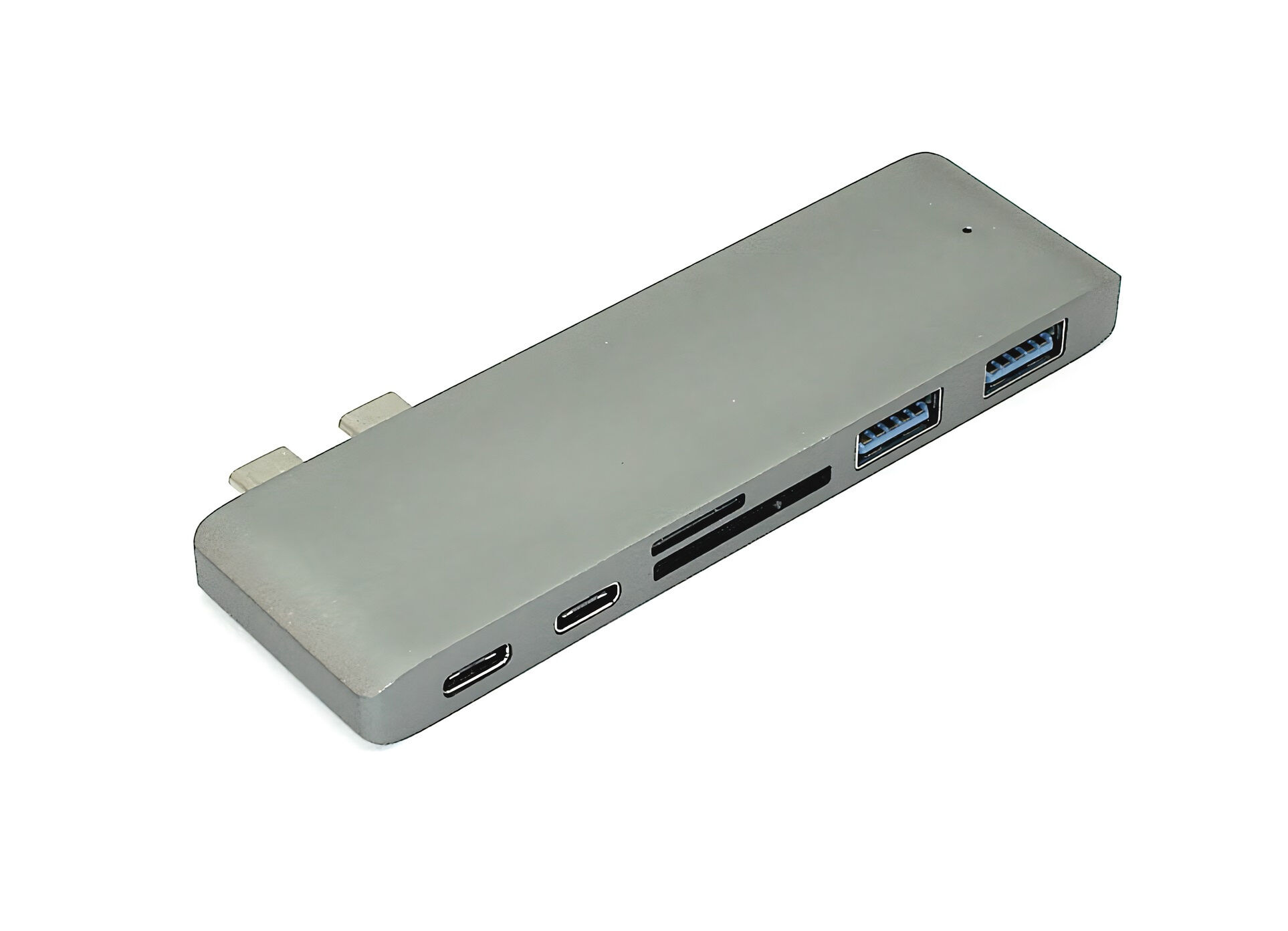 Адаптер сдвоенный Type C на USB 3.0*2 + Type C*2 + SD/TF для MacBook Серый Переходники для ноутбуков