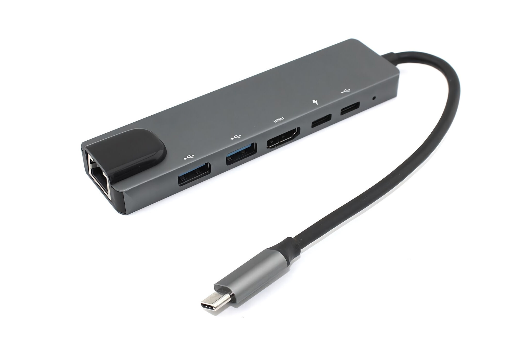 Адаптер Type C на HDMI, USB 3.0*2 + RJ45 + Type C*2 Переходники для ноутбуков