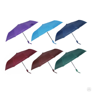 Зонт женский, полуавтомат, сплав, пластик, полиэстер, 55см, 8 спиц, 6 цветов 