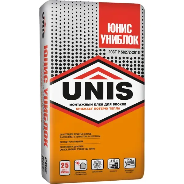Клей для блоков Unis Униблок 25 кг UNIS