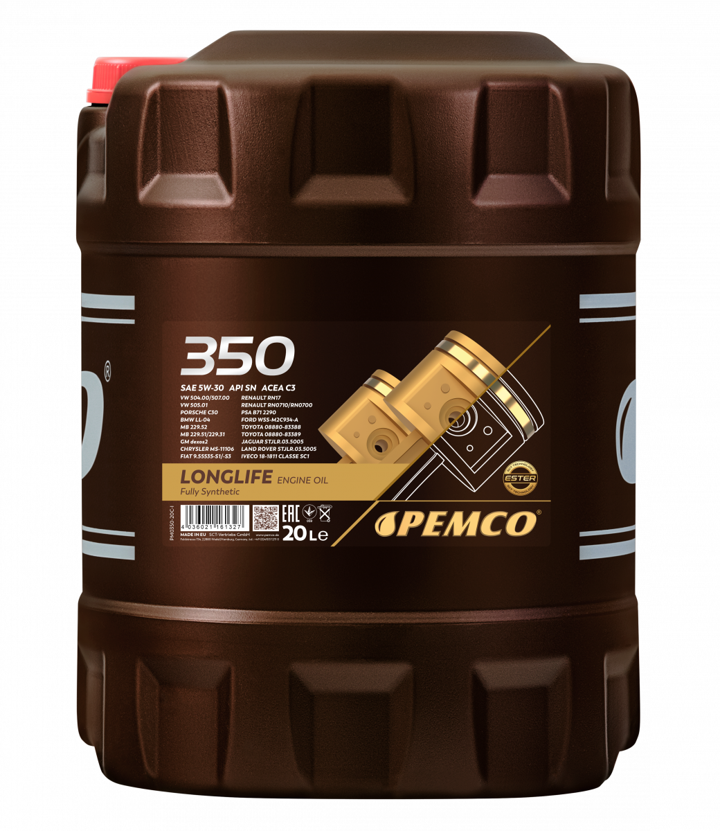 Моторное масло PEMCO 350 5W-30 SN синтетическое, 20л (PM0350-20)