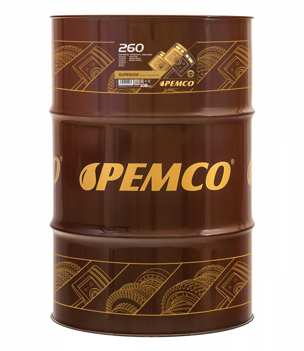 Моторное масло PEMCO 260 10W-40 SN/CH-4 полусинтетическое, 208л (PM0260-DR)