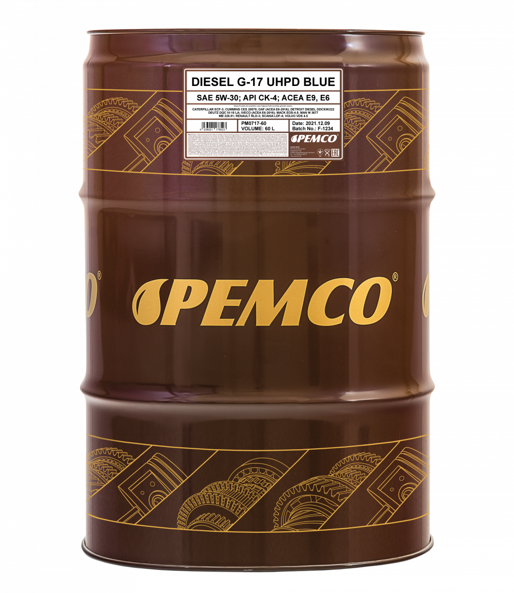 Моторное масло PEMCO DIESEL G-17 UHPD 5W-30 CK-4 синтетическое, 60л (PM0717-60)