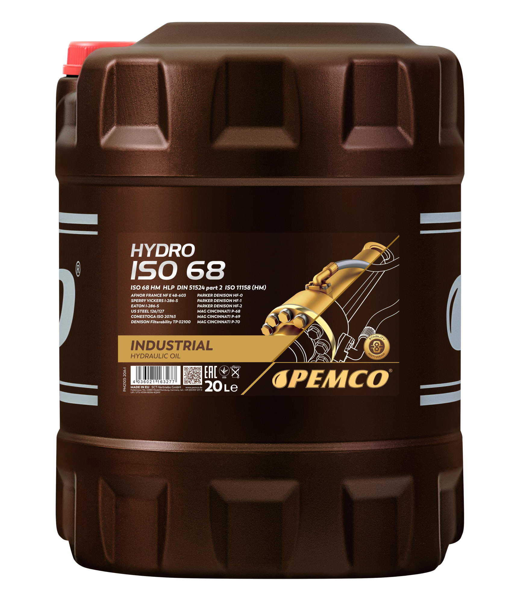 Гидравлическое масло PEMCO Hydro ISO 68 минеральное, 20л (PM2103-20)