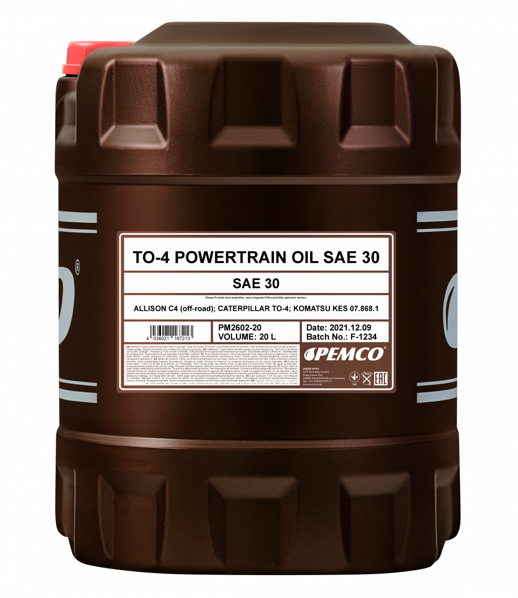Гидравлическое масло PEMCO TO-4 Powertrain 30W минеральное, 20л (PM2602-20)