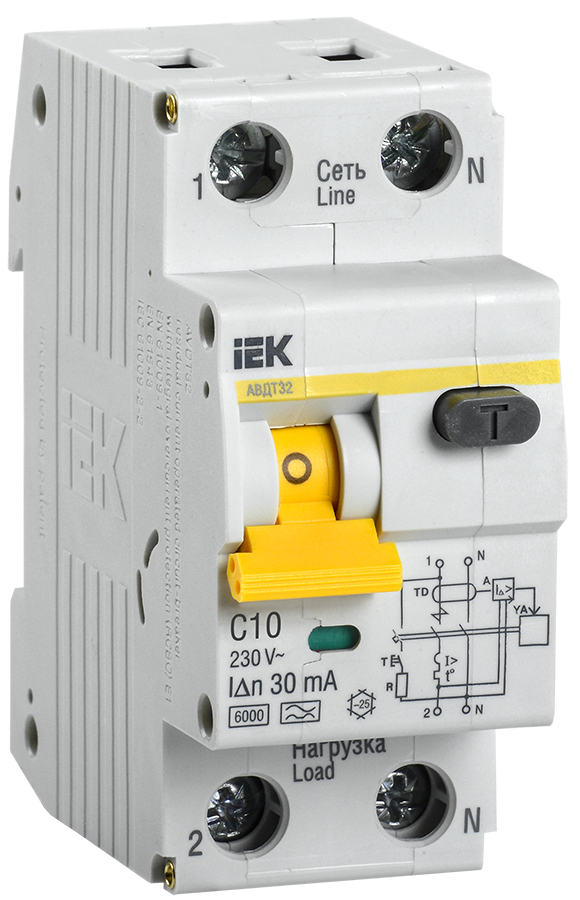 Автоматический выключатель дифференциального тока 10А IEK