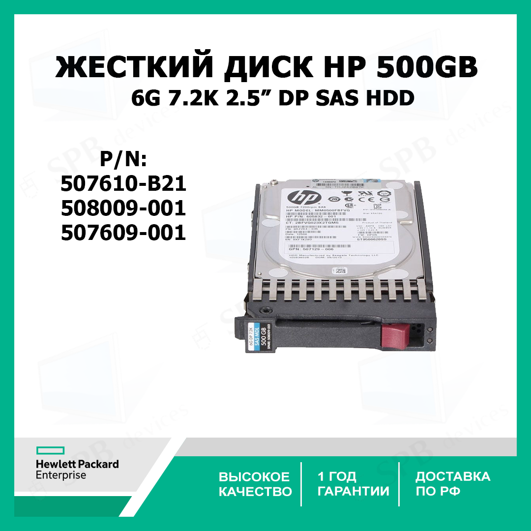 Жесткий диск HP 500GB 6G 7.2K 2.5 DP SAS HDD (507610-B21) 508009-001, 507609-001