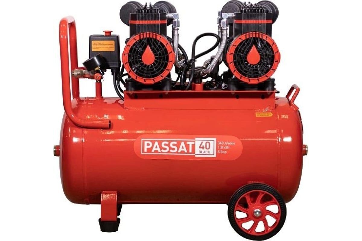 Компрессор PASSAT-40 BLACK тихий, без масл. (40л, 340л/мин, 1.8кВт) 2