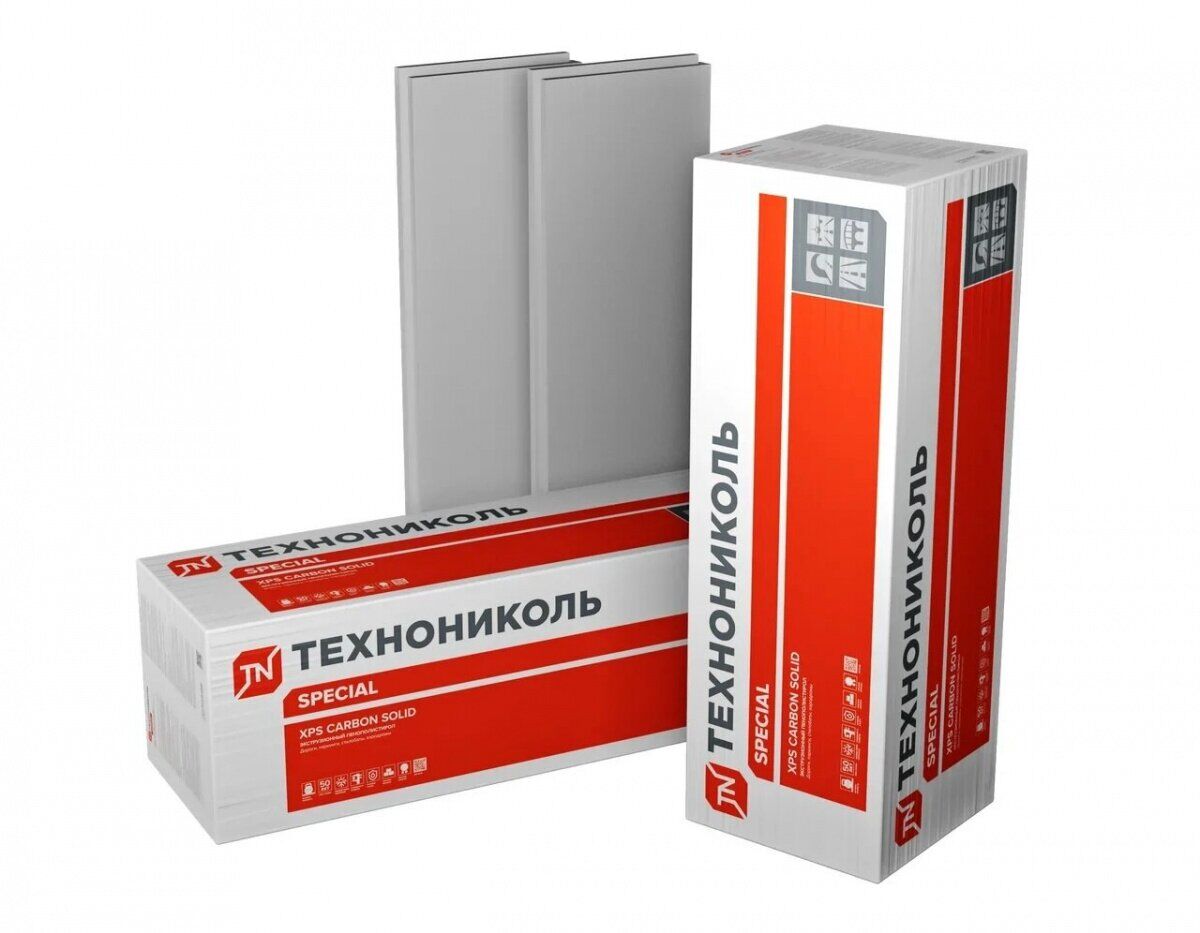 Экструзионный пенополистирол (XPS) ТЕХНОНИКОЛЬ Carbon Solid 500 2400х600х50 мм, L-кромка, тип А, 8 шт