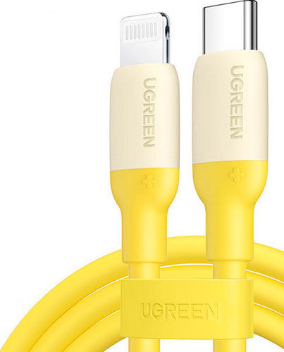 Кабель Ugreen USB C - Lightning, силиконовая оболочка, 1 м (90226) желтый USB C - Lightning силиконовая оболочка 1 м (90