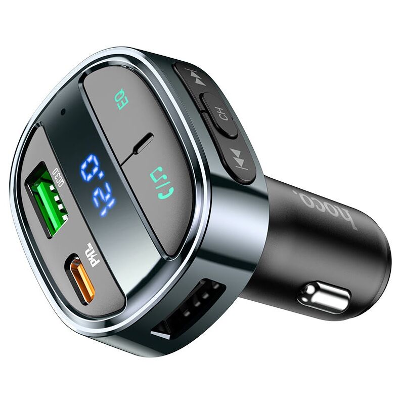 MP3 FM модулятор Hoco E70 12В (2гн.USB/1Type-C,microSD/ Bluetooth 5.0/PD30W/ QC3.0/5V3.1A) 3