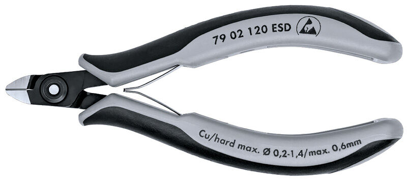 Бокорезы прецизионные ESD, маленькая головка, 120 мм, 2-комп антистатические ручки Knipex KN-7902120ESD