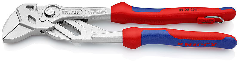 Клещи переставные-гаечный ключ, зев 52 мм, длина 250 мм, хром, 2-комп ручки, проушина для страховки, BK Knipex KN-860525