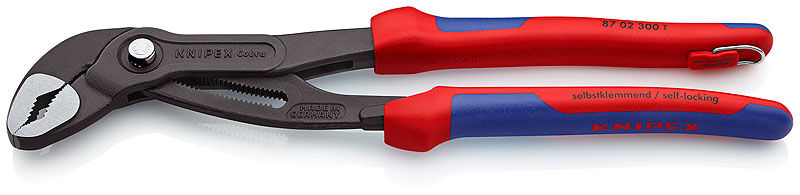 Клещи переставные COBRA, зев 70 мм, длина 300 мм, фосфатированные, 2-комп ручки, проушина для страховки Knipex KN-870230
