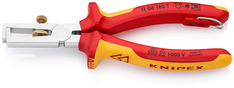 Стриппер VDE, d5 мм (10 мм²), длина 160 мм, пружина, хром, 2-комп диэлектрические ручки, проушина для страховки Knipex K
