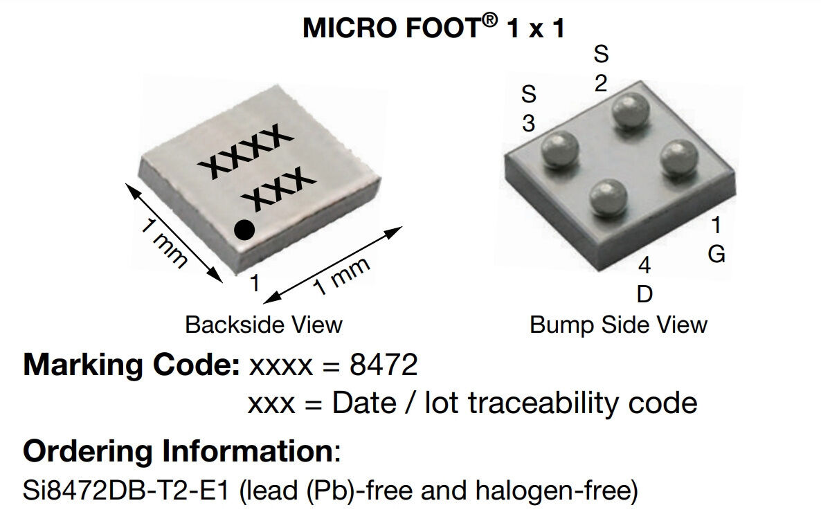 Микросхема SI8472DB N-Channel MOSFET 20V 3.3A MICRO-FOOT Vishay