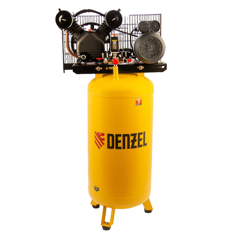 Компрессор воздушный DENZEL BCV2200/100V, 2.3 кВт, ременный привод, 100 литров, 440 л/мин 58112