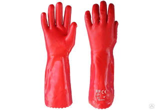 Перчатки МБС с ПВХ красные удлиненные 