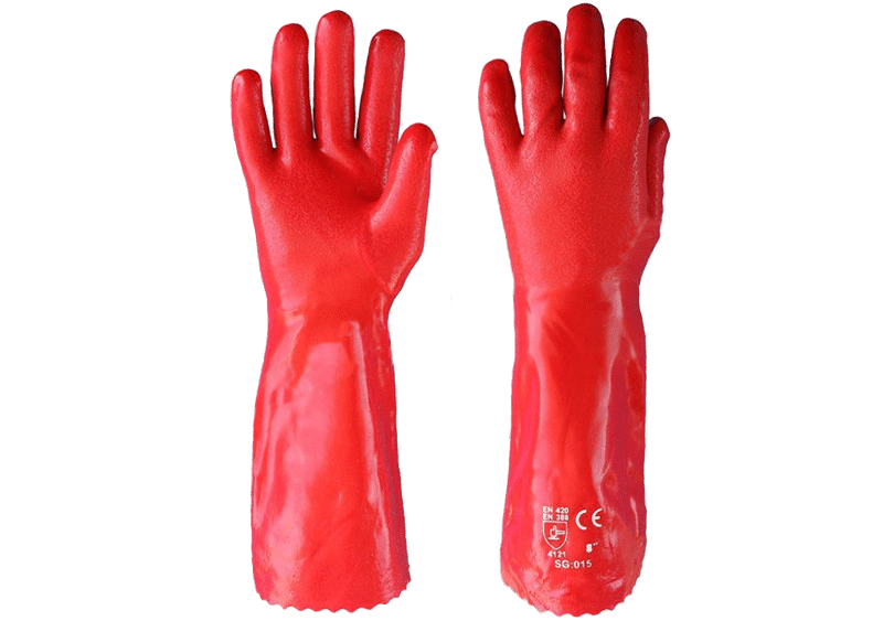 Перчатки МБС с ПВХ красные удлиненные