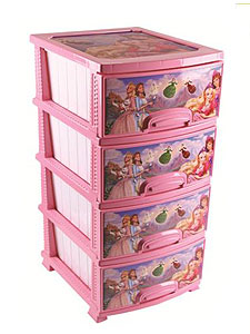 Комод детский пластиковый с четырьмя ящиками РП-421 ДЕКОР Принцесса розовый Росспласт 64545