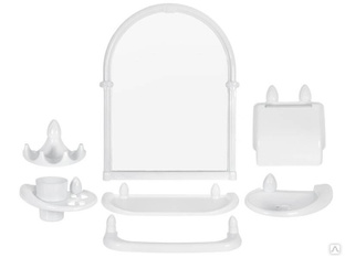Набор для ванной Олимпия зеркальный 7 предметов, пластик белый Росспласт 64780 #1
