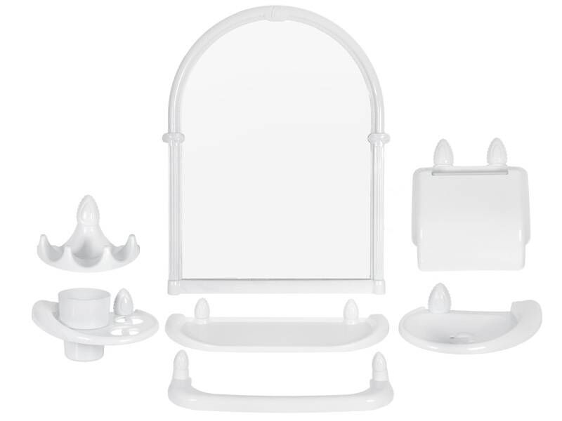 Набор для ванной Олимпия зеркальный 7 предметов, пластик белый Росспласт 64780