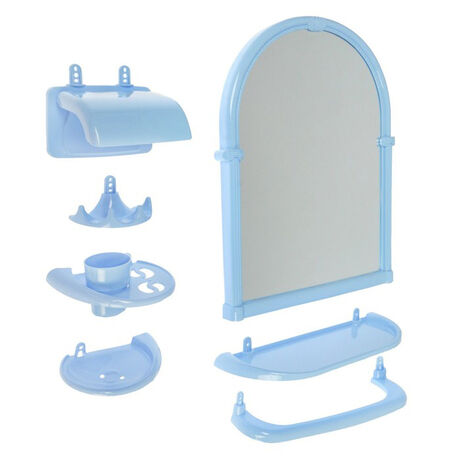 Набор для ванной Олимпия зеркальный 7 предметов, пластик голубой Росспласт 64781 1