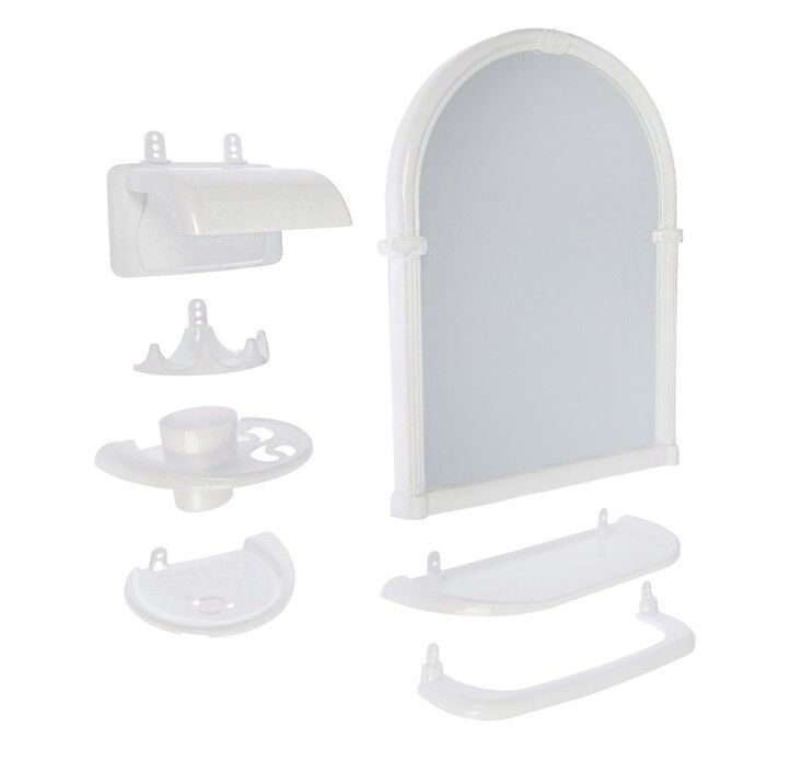Набор для ванной Олимпия зеркальный 7 предметов, пластик белый Росспласт 64780 2