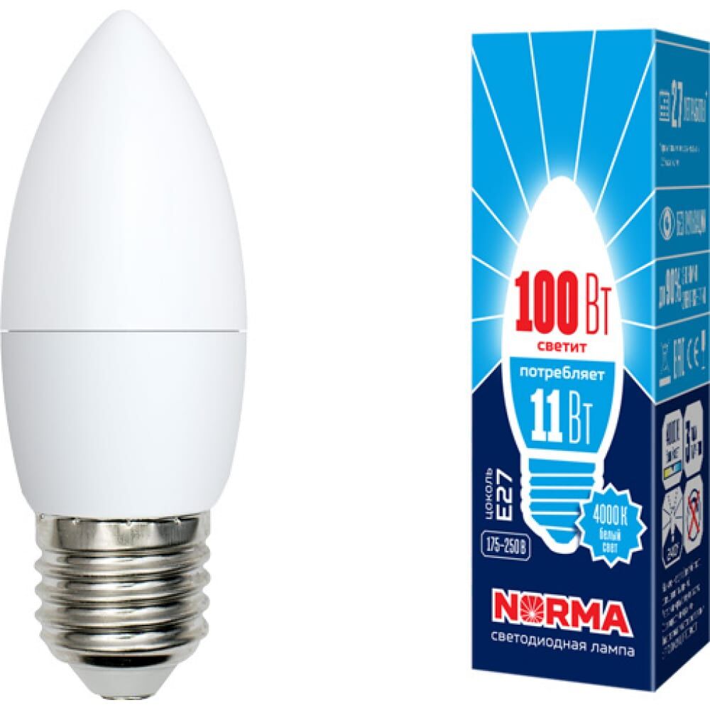 Светодиодная лампа Volpe LED-C37-11W/NW/E27/FR/NR