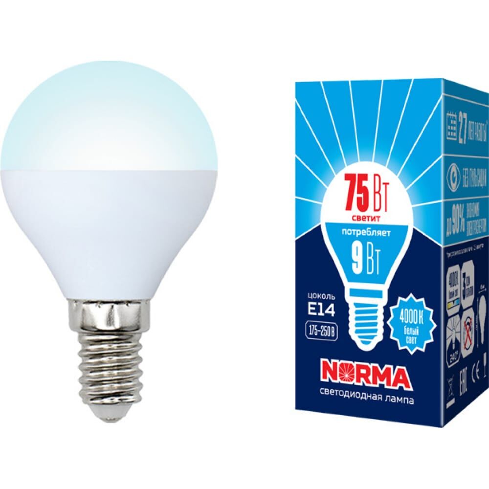 Светодиодная лампа Volpe LED-G45-9W/NW/E14/FR/NR