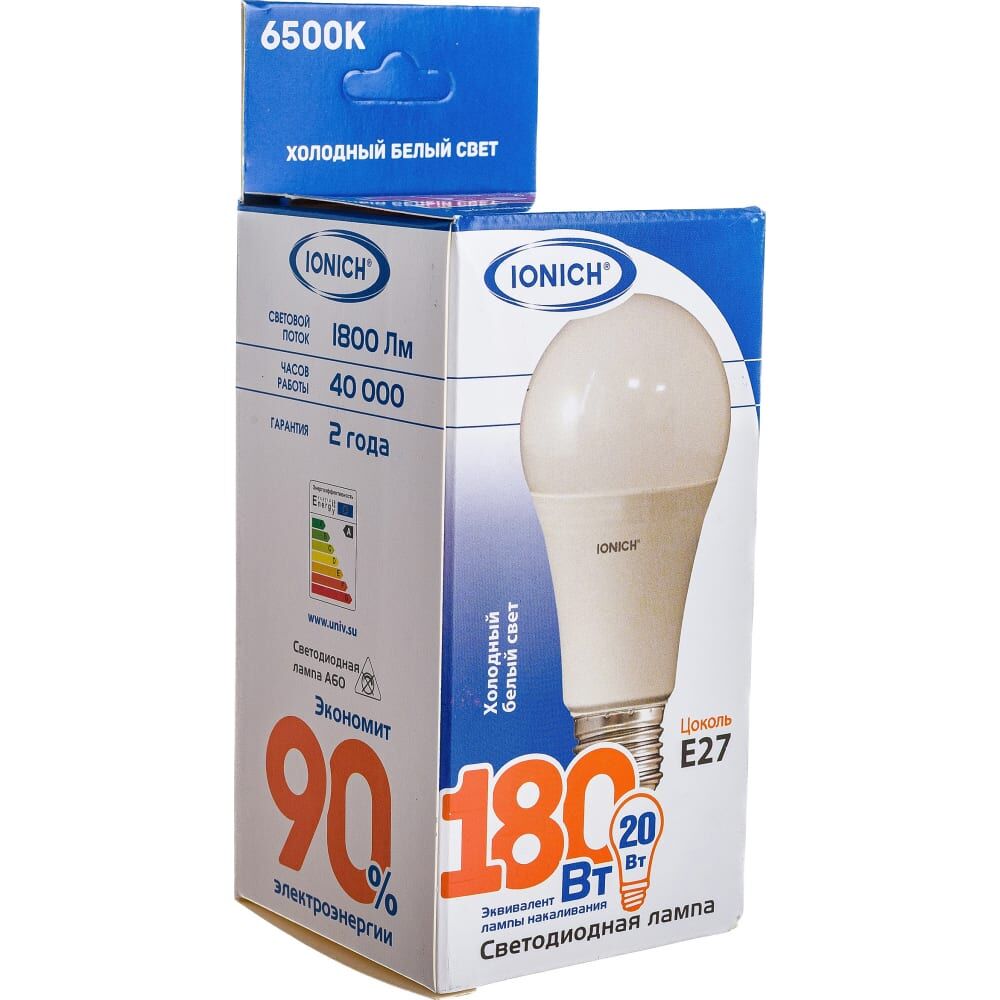 Светодиодная лампа общего назначения IONICH ILED-SMD2835-A60-20-1800-230-6.5-E27