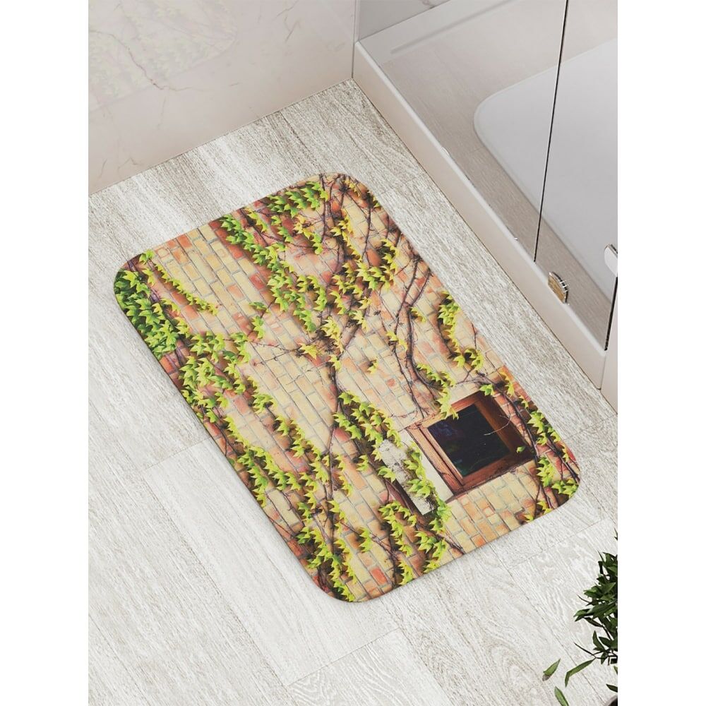 Противоскользящий коврик для ванной, сауны, бассейна JOYARTY Кирпичная стена и ветки