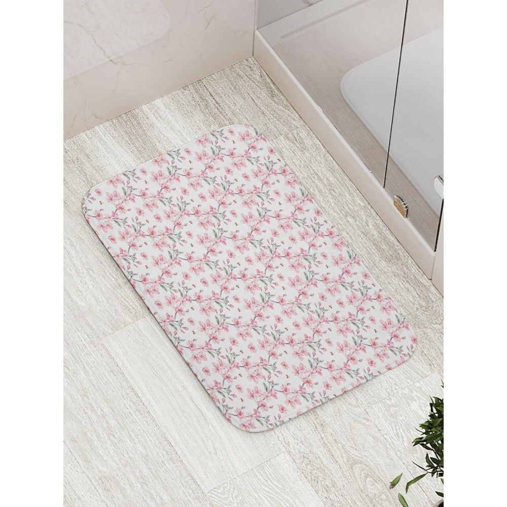 Противоскользящий коврик для ванной, сауны, бассейна JOYARTY Розовые цветы